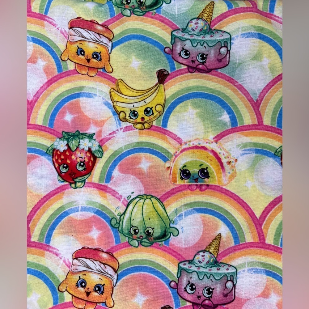 Shopkins Rainbow Dreams Fruit Fabric Material Kitsch Whimsical 32 X 42 Inches